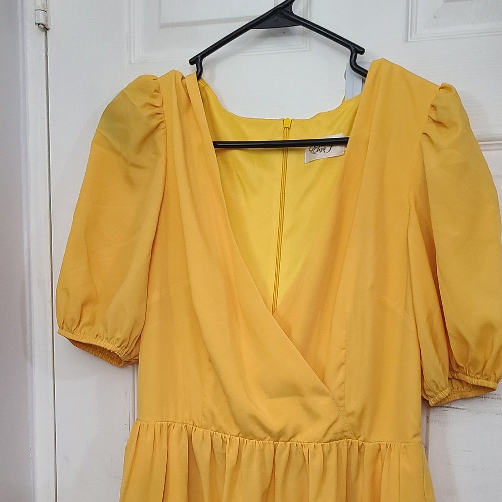 Eliza J (Nordstorm) Yellow Puff Sleeve Dress